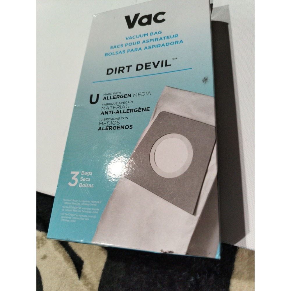 Vac Dirt Devil Type U Vacuum Cleaner Bags 3 pack Style U with Alergen Media